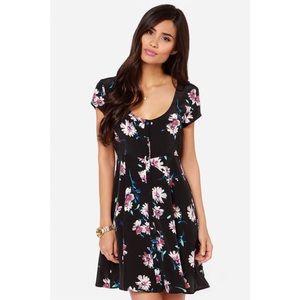 O’Neil Betty Black Floral Print Dress Size XS